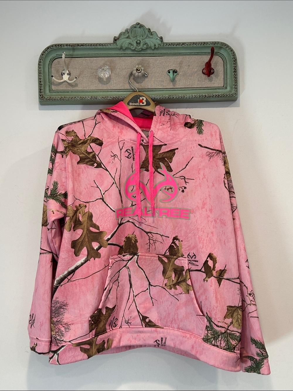 Realtree Pink Camo leaf hunting Pullover Hoodie Womens XL 16-18 sweatshirt